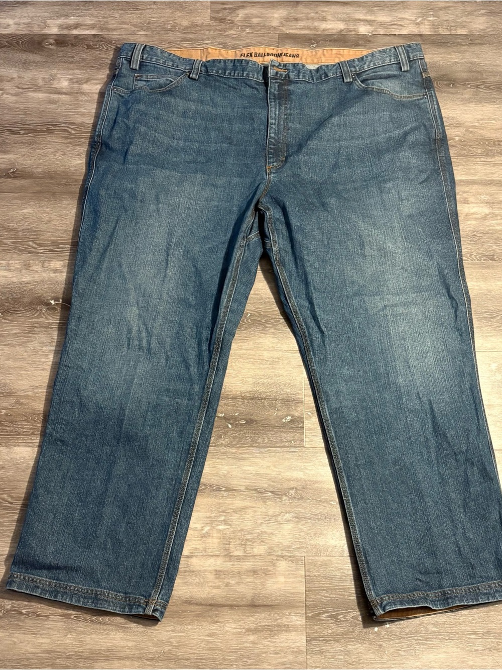 Duluth Trading Co Jeans Mens 50x30 Blue Flex Ballroom Relaxed Fit Work Denim